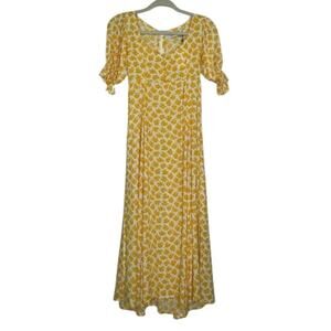 Faithfull The Brand Linnie Midi Dress in Bette Floral white yellow size 2